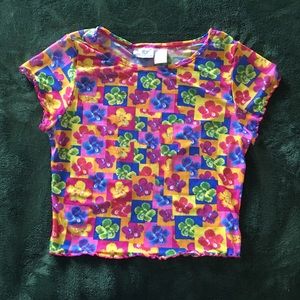 Vintage No Boundaries mesh hibiscus crop top!